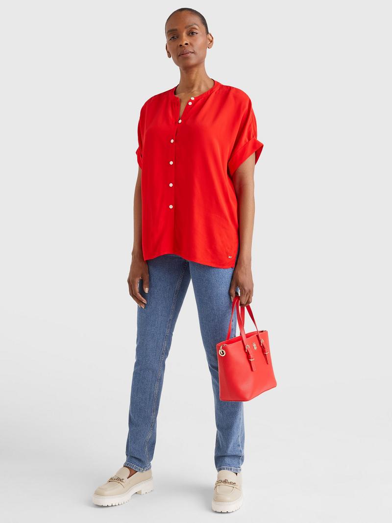 Női Tommy Hilfiger Crepe Viscose Blouses Narancssárga | HU 10EBC